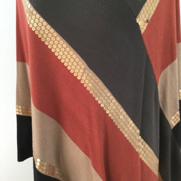 Ellen Tracy Sequin Colorblock Poncho s/p - Picture 9 of 11